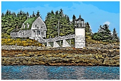 Low Tide at Marshall Point Light in Maine - Digital Painting